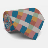 Blaue Graue grüne Terracotta-Farbblock Krawatte (Gerollt)