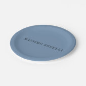 Blaue Graue Minimalistische Einfache Lesbare Moder Pappteller (Schrägansicht)