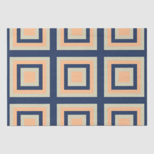 Blaue Graue Orange Quadrate Geometrisch Seidenpapier