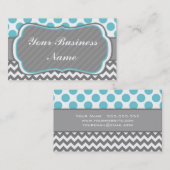 Blaue, Graue, Polka-Punkte und Zickzack Visitenkarte (Vorne/Hinten)