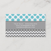 Blaue, Graue, Polka-Punkte und Zickzack Visitenkarte (Rückseite)