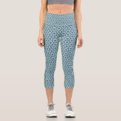 Blaue graue sechseckige geometrische Muster Capri Leggings (Vorderseite)