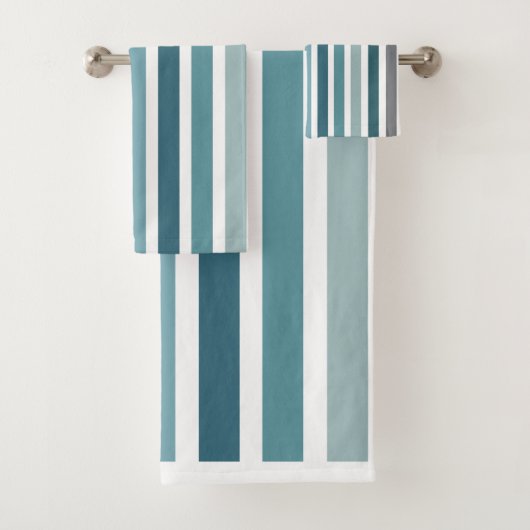 Blaue Graue Streifen Badhandtuch Set (Insitu)