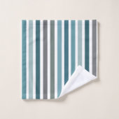 Blaue Graue Streifen Badhandtuch Set (Waschlappen)