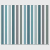 Blaue Graue Streifen Geschenkpapier (Flach)