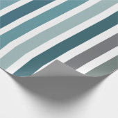 Blaue Graue Streifen Geschenkpapier (Ecke)