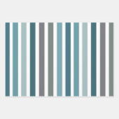 Blaue Graue Streifen Geschenkpapier Set (Vorderseite)