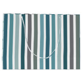 Blaue Graue Streifen Große Geschenktüte (Rückseite)