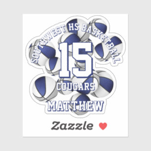 blaue graue Teamfarben Basketbälle Cluster Aufkleber