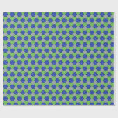 Blaue, graue und grüne Hexagons Geschenkpapier (Flach)