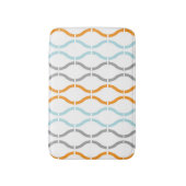 Blaue, graue und orange funky Streifenmuster Badematte (Vorderseite Vertikal)