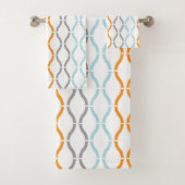 Blaue, graue und orangefarbene Streifen Badhandtuch Set (Insitu)