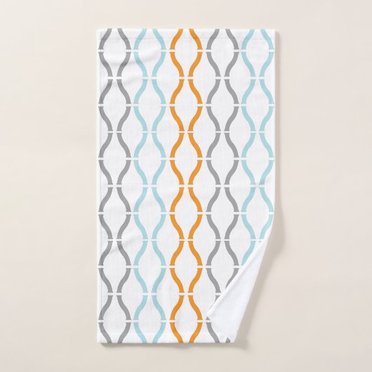 Blaue, graue und orangefarbene Streifen Badhandtuch Set (Handtuch)