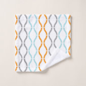 Blaue, graue und orangefarbene Streifen Badhandtuch Set (Waschlappen)