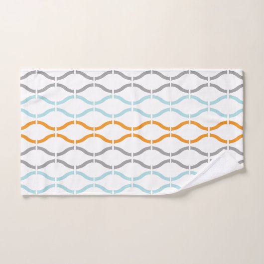 Blaue, graue und orangefarbene Streifen Badhandtuch Set (Handtuch)