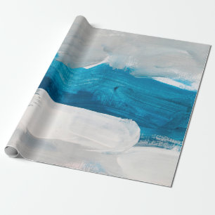 Blaue, graue und weiße abstrakte Kunstmalerei Hint Geschenkpapier