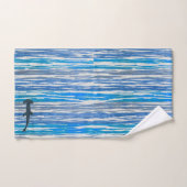 Blaue, graue und weiße Streifen und Haie Badhandtuch Set (Handtuch)