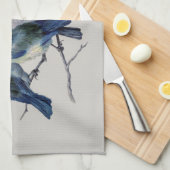 Blaue graue Vögel Eleganter Individuelle Name Geschirrtuch (Viertel Falte)