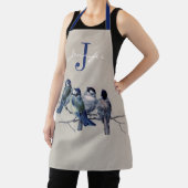 Blaue graue Vögel Monogram Individuelle Name Schürze (InSitu)