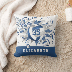 Blaue graue Volleyball-Stars mit mädchenhaftem Spo Kissen