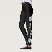Blaue graue Volleybälle mit Text nach oben Legging Leggings (Links)
