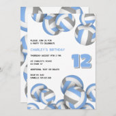 Blaue graue Volleyballs Geburtstag oder Teamkolleg Einladung (Vorne/Hinten)