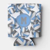 Blaue graue Volleyballs Musterabspielgerät Monogra Dosenkühler (Vorderseite)