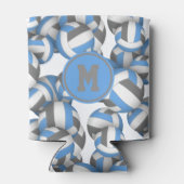Blaue graue Volleyballs Musterabspielgerät Monogra Dosenkühler (Rückseite)