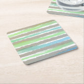 Blaue graue Wasserfarben Streifen Rechteckiger Pappuntersetzer (angewinkelt)