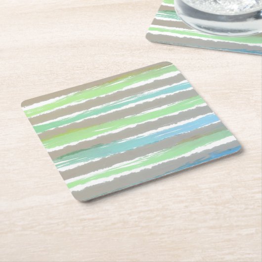 Blaue graue Wasserfarben Streifen Rechteckiger Pappuntersetzer (angewinkelt)