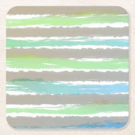 Blaue graue Wasserfarben Streifen Rechteckiger Pappuntersetzer