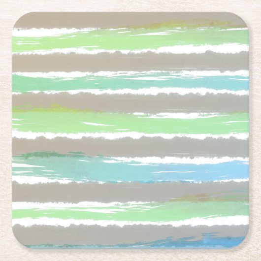 Blaue graue Wasserfarben Streifen Rechteckiger Pappuntersetzer (Vorderseite)