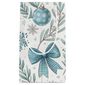 BLAUE & GRAUE WEIHNACHTSKUGELN & SCHLEIFEN KLEINE GESCHENKTÜTE (Vorderseite)