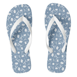 Blaue Graue Weiße Liberty Blumenmuster Elegante Po Badesandalen