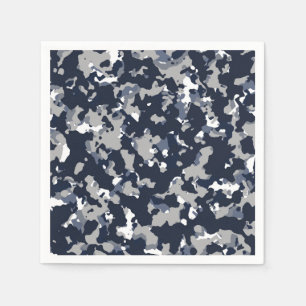 Blaue Graue Weiße Tarnung Camo Muster Party Serviette