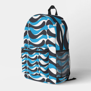 Blaue Graue Wellenstreifen Bedruckter Rucksack