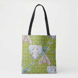 BLAUE & GRAY BOHO BABY ELEPHANT & DREAMCATCHER TASCHE