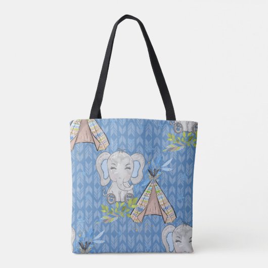 BLAUE & GRAY BOHO BABY ELEPHANT & DREAMCATCHER TASCHE (Rückseite)