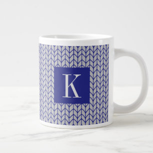 BLAUE GRAY STRICK Big White Tasse + Initial II