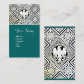BLAUE GREEN BLACK AND WHIRLLE ROMAN EAGLE DAMASK VISITENKARTE (Vorne/Hinten)
