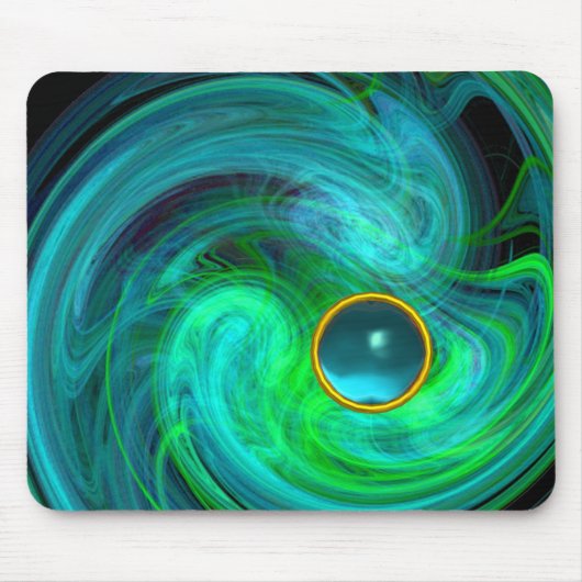 BLAUE GREEN LICHT VORTEX MIT AQUAMARINE GEMSTONE MOUSEPAD (Vorne)