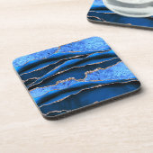 BLAUE GREEN MARBLE AGATE GOLD GLITZER GLAM GETRÄNKEUNTERSETZER (Linke Seite)