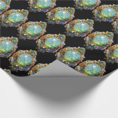 BLAUE GREEN OPAL ,ART NOUVEAU GOLD JEWEL GESCHENKPAPIER (Ecke)