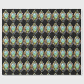 BLAUE GREEN OPAL ,ART NOUVEAU GOLD JEWEL GESCHENKPAPIER (Flach)