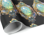 BLAUE GREEN OPAL ,ART NOUVEAU GOLD JEWEL GESCHENKPAPIER (Rolleneckpunkt)
