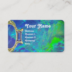 BLAUE GREEN OPAL ,ART NOUVEAU GOLD JEWEL MONOGRAM VISITENKARTE