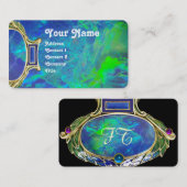 BLAUE GREEN OPAL ,ART NOUVEAU GOLD JEWEL MONOGRAM VISITENKARTE (Vorne/Hinten)