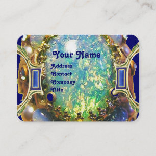 BLAUE GREEN OPAL ,ART NOUVEAU GOLD JEWEL MONOGRAM VISITENKARTE