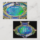 BLAUE GREEN OPAL ,ART NOUVEAU GOLD JEWEL MONOGRAM VISITENKARTE (Vorne/Hinten)