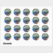 BLAUE GREEN PARROT RUNDER AUFKLEBER (Blatt)